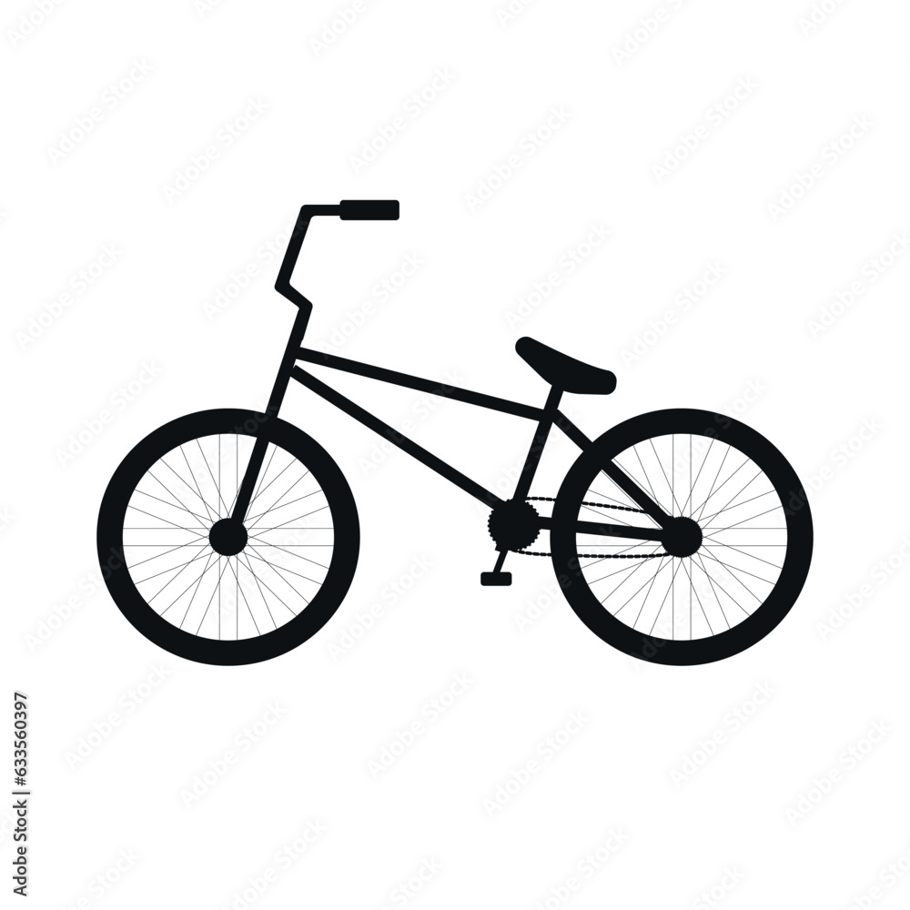 Vector flat bmx bicycle silhouette isolated on white background