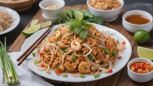 pad thai with shrimp on the table