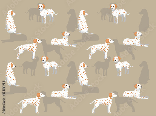 Dog Dalmatian Red Coat Cartoon Seamless Wallpaper Background