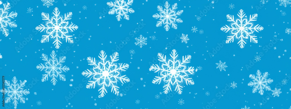 abstract winter christmas background of levitating snowflakes on light blue background, banner festive design created with generative ai technology abstract winter christmas background of levitating snowflakes on light blue background, banner festive design created with generative ai technology