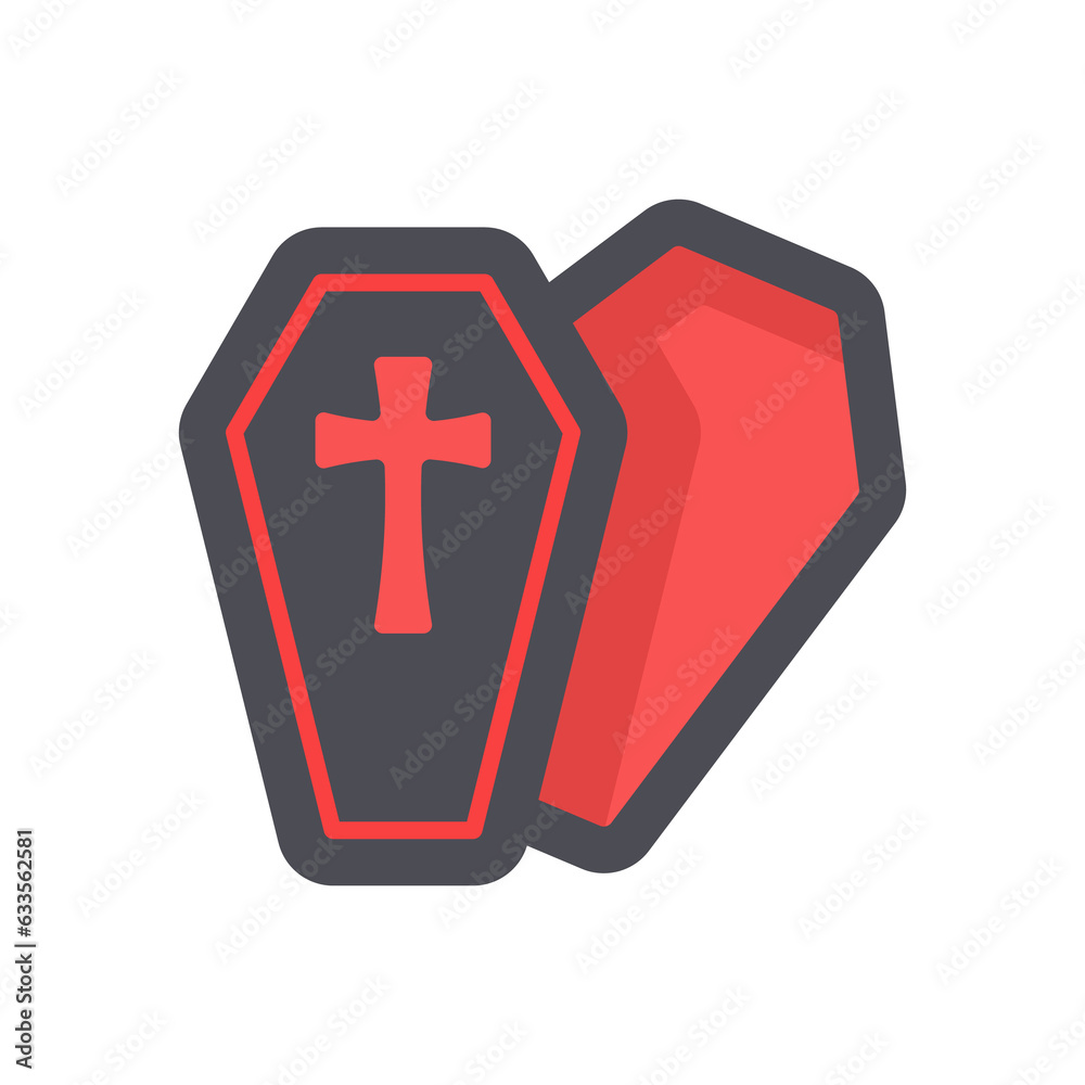 Obraz premium vampire coffin Crosses and vampires fly on Halloween night.