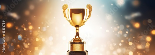 Champion golden trophy for winner background. Success and achievement concept. Generative AI