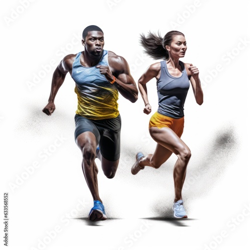 Together Towards Fitness: Illustration of an Isolated Running Couple, generative ai