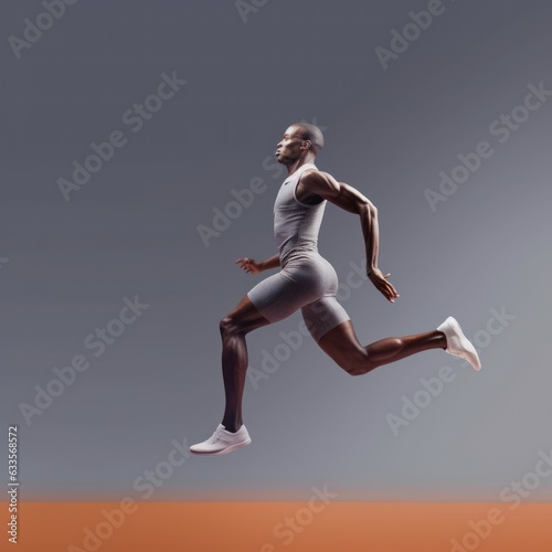 Solo Strides: Isolated Male Runner in Action, generative ai