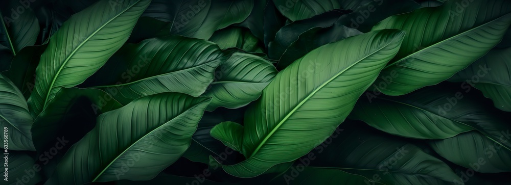 Abstract green leaf texture with nature background, tropical leaf. 