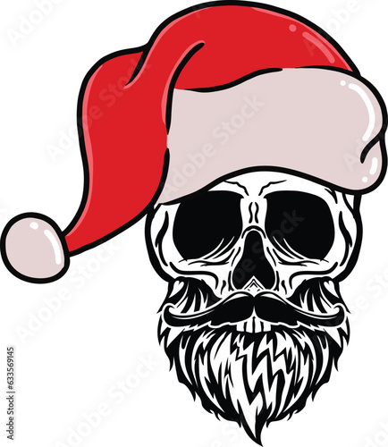 Santa skull vector mascot character