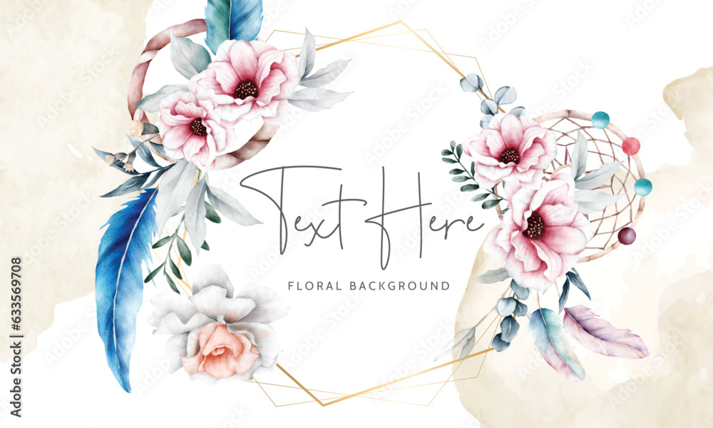 beautiful flower and dreamcatcher background template