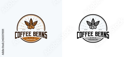 Creative abstract retro vintage natural coffee bean logo design