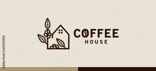 Abstract natural coffee bean house logo design
