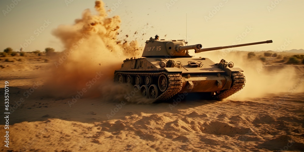 A Close Up Look at the Power and Destruction of a World War II Tank Firing Shell. AI Generative A Close Up Look at the Power and Destruction of a World War II Tank Firing Shell. AI Generative