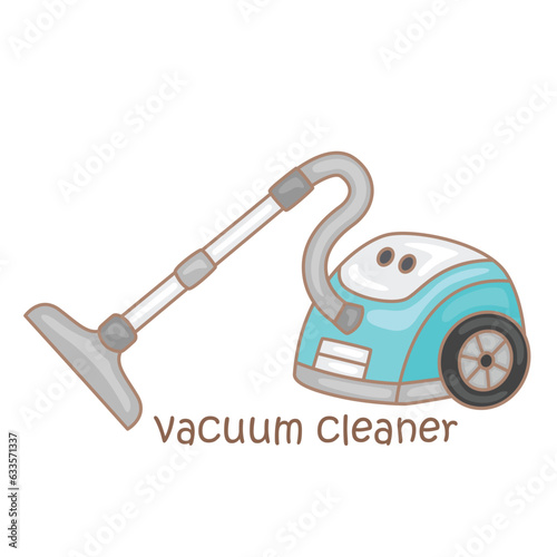 Alphabet V For Vacuum Cleaner Vocabulary School Lesson Cartoon Illustration Vector Clipart Sticker