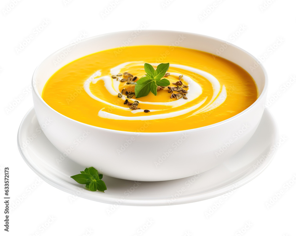 pumpkin creamy soup on transparent or white background, png pumpkin creamy soup on transparent or white background, png