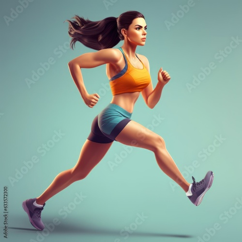 Vibrant Velocity: Showcasing the High-Speed Action of a Female Runner, generative ai