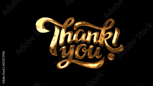 Thank you animation handwritten in gold ink drops with particles. suitable for celebrations, wishes, events, messages, holidays, and festivals. Thank You elegant text animated. 4k video