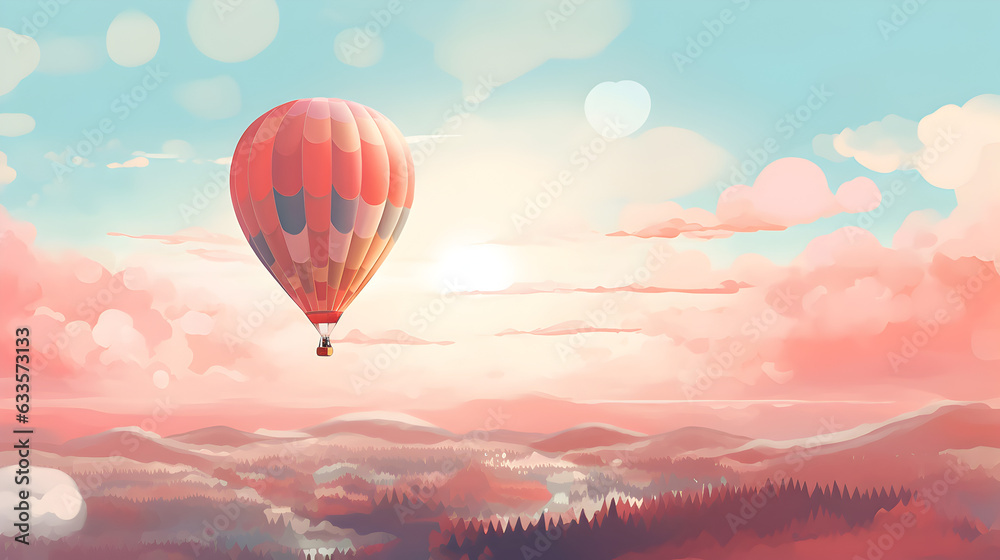 Air balloon on the pastel sky 