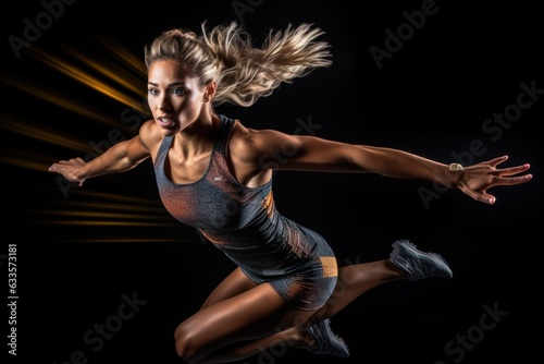 sportswoman runner at high speed