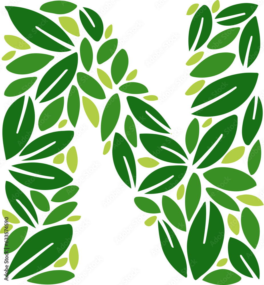 Fototapeta premium Forest Leaf Letter N