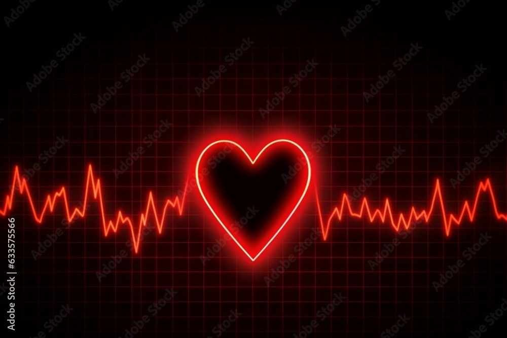 Abstract heart and digital cardiogram curve as a symbol of cardiovascular health. Background