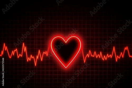 Abstract heart and digital cardiogram curve as a symbol of cardiovascular health. Background