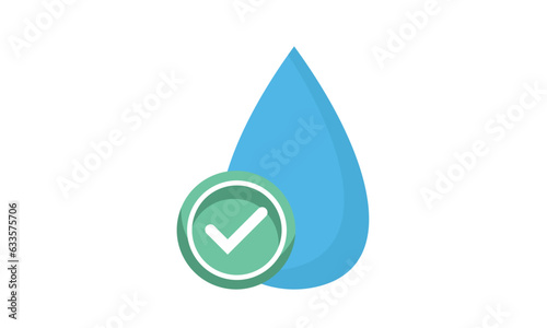 Water Quality and Water Drop with Tick color line icon..on white background.Vector Design Illustration.