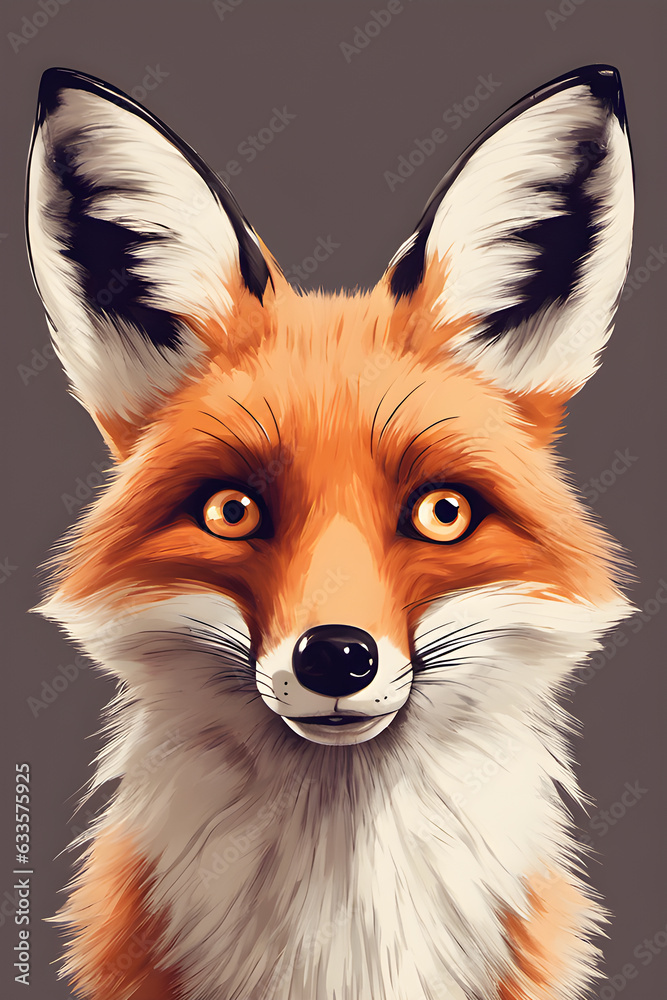 Fototapeta premium a Cute fox illustration, Cute cartoon fox