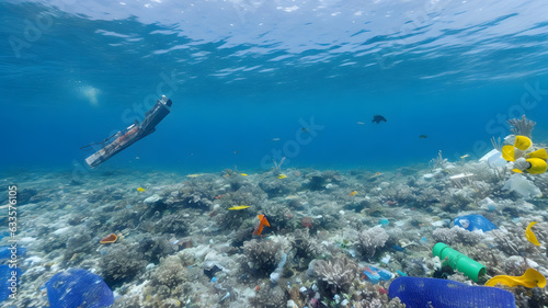 海洋のゴミ、環境汚染、海にプラスチック｜Marine trash, environmental pollution, plastic in the ocean. Generative AI