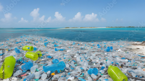 海洋のゴミ、環境汚染、海にプラスチック｜Marine trash, environmental pollution, plastic in the ocean. Generative AI