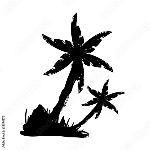 Coconut tree silhouette eps vector illustration