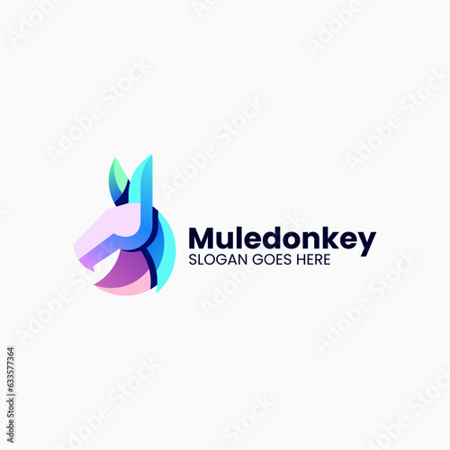 Vector Logo Illustration Donkey Gradient Colorful Style