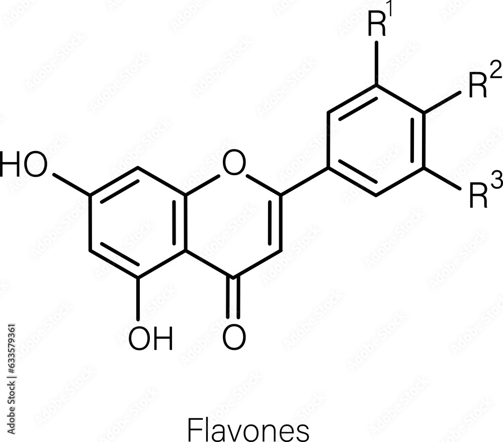 Formula of chemical structure of Anthocyanins, Catechins, Flavones. Formula of chemical structure of Anthocyanins, Catechins, Flavones.