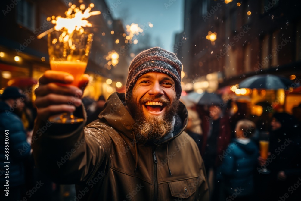 Person Raising A Toast To The New Year, Generative AI Person Raising A Toast To The New Year, Generative AI