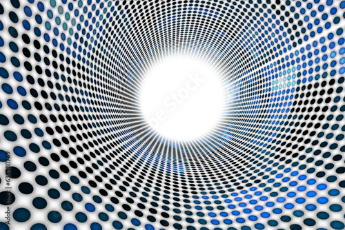 Digital png illustration of tunnel of black and blue spots on transparent background