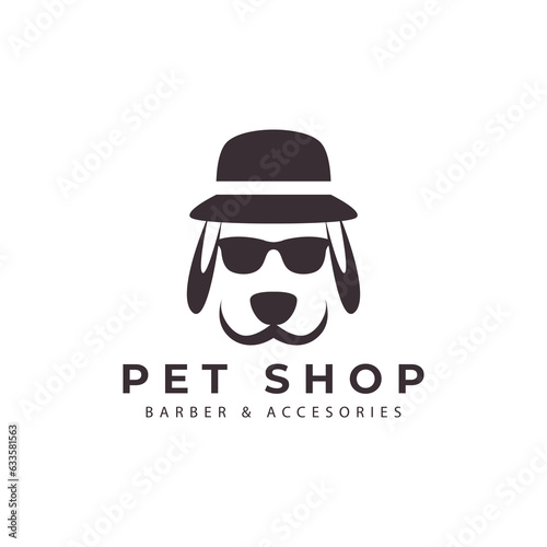 pet shop logo cool dog cartoon vector icon symbol illustration design