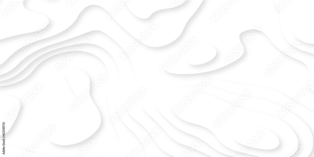 Seamless abstract white papercutbackground 3d realistic design use for ads banner and advertising print design vector. 3d topography relief. Vector topographic illustration.