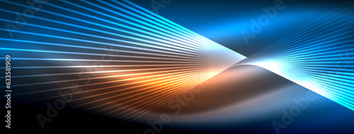 Glowing neon wave abstract background - vibrant, luminescent waves pulsate in a captivating and electrifying display
