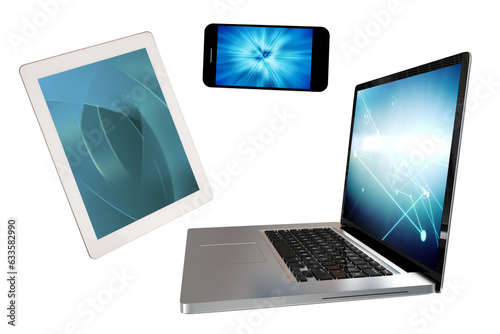 Digital png photo of technology devices on transparent background © vectorfusionart