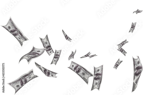 Digital png photo of banknotes falling on transparent background