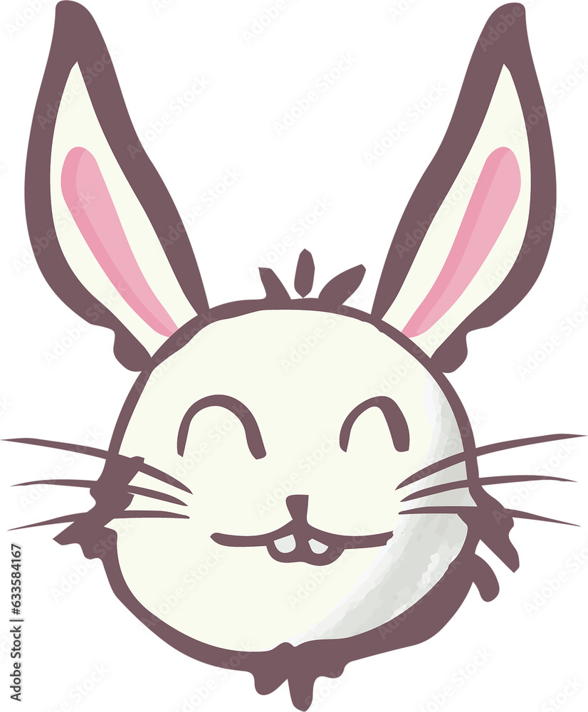 Naklejka premium Digital png illustration of rabbit face on transparent background