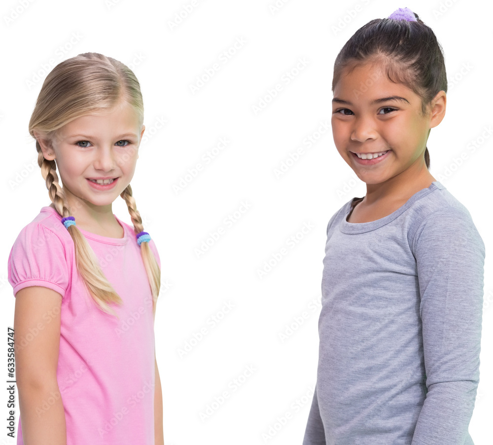 Digital png photo of happy diverse girls on transparent background Digital png photo of happy diverse girls on transparent background