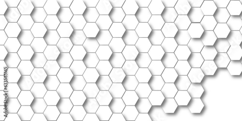 Fototapeta Naklejka Na Ścianę i Meble -  Abstract background with hexagons. 3d Hexagonal structure futuristic white background and Embossed Hexagon , honeycomb white Background ,light and shadow ,Vector.