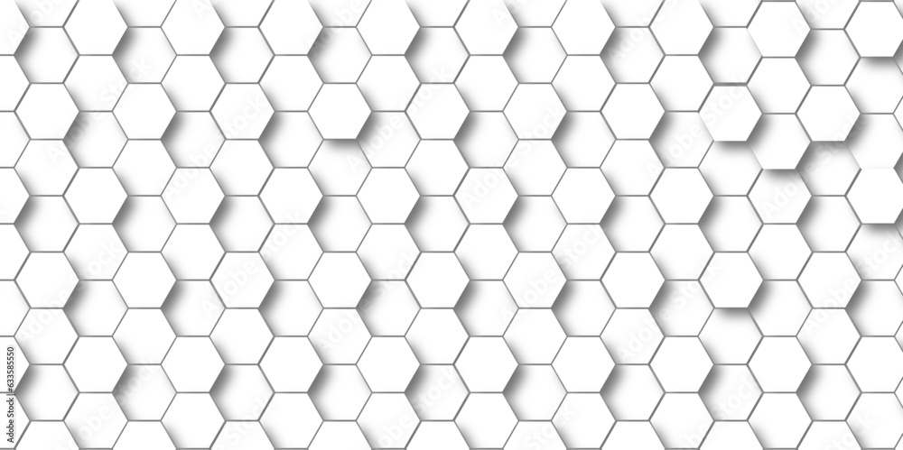Seamless background with white and black lines 3d Hexagonal structure futuristic white background and Embossed Hexagon , honeycomb white Background ,light and shadow ,Vector. Seamless background with white and black lines 3d Hexagonal structure futuristic white background and Embossed Hexagon , honeycomb white Background ,light and shadow ,Vector.