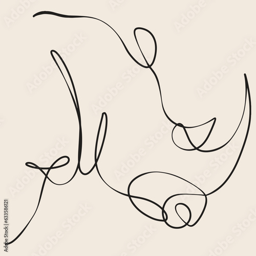 african rhinoceros line art illustration