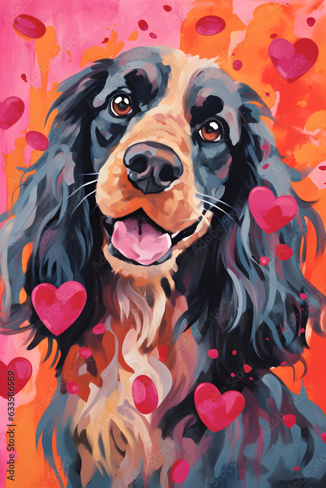 Cocker Spaniel with hearts