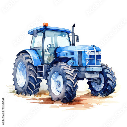 Tractor Watercolor Illustration Isolated