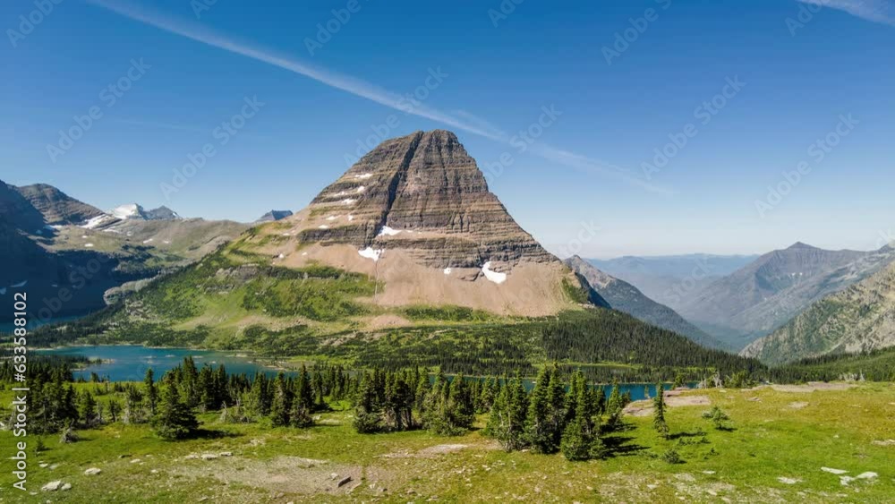 Timelapse of Hidden Lake and Bearhat Mountain in Glacier National Park, Montana.