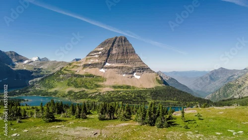 Timelapse of Hidden Lake and Bearhat Mountain in Glacier National Park, Montana. photo