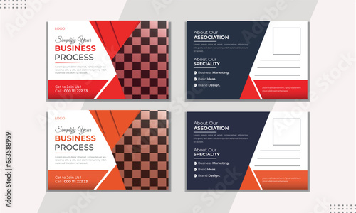 Corporate business postcard or EDDM postcard design template Post Card Design Layout Blue Corporate business postcard or EDDM postcard design template 
