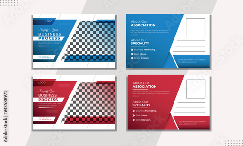 Corporate business postcard or EDDM postcard design template Post Card Design Layout Blue Corporate business postcard or EDDM postcard design template 

