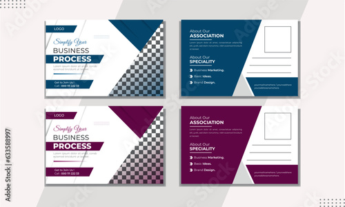 Corporate business postcard or EDDM postcard design template Post Card Design Layout Blue Corporate business postcard or EDDM postcard design template 
