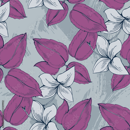 Seamless pattern of mint leaves. Hand drawing. Good for textile printing and adult coloring books.